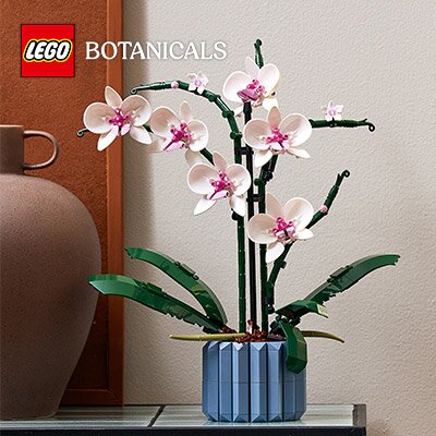 Kategoriebild Lego Botanicals mit einer Lego Orchidee auf einem Tisch 
