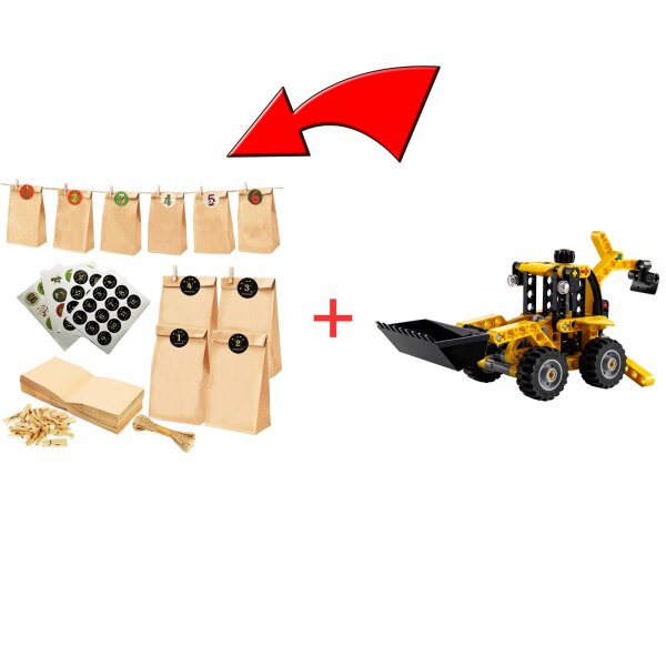 LEGO Technic DIY Adventskalender  LEGO Technic Baggerlader-Fertig durch uns bestückt