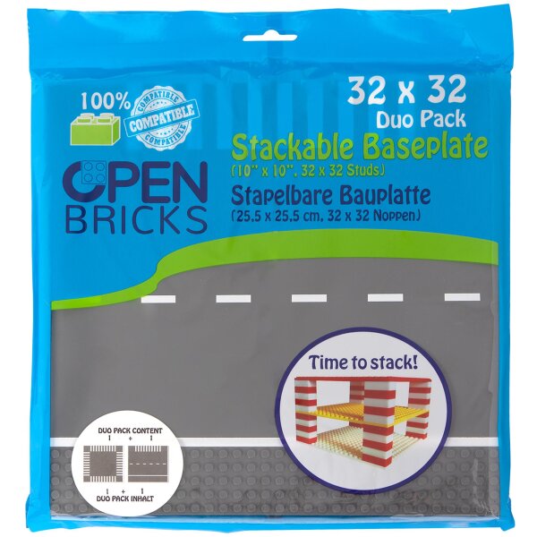Open Bricks Strassenplatte 32x32 Kreuzung und Kehre Zweier-Paket