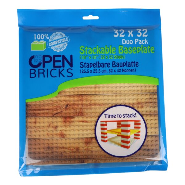 Open Bricks Baseplate 32x32 Wooden Floor Duo-Pack
