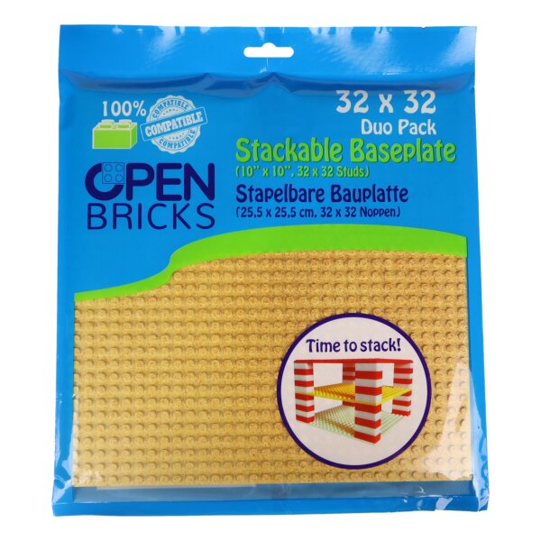 Open Bricks Bauplatte 32x32 Wüsten Sand Zweier-Paket