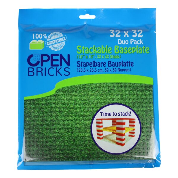 Open Bricks Bauplatte 32x32 Gras Zweier-Paket