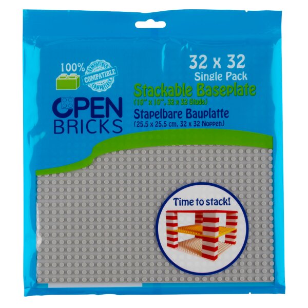 Open Bricks Bauplatte 32x32 light grey Single-Paket