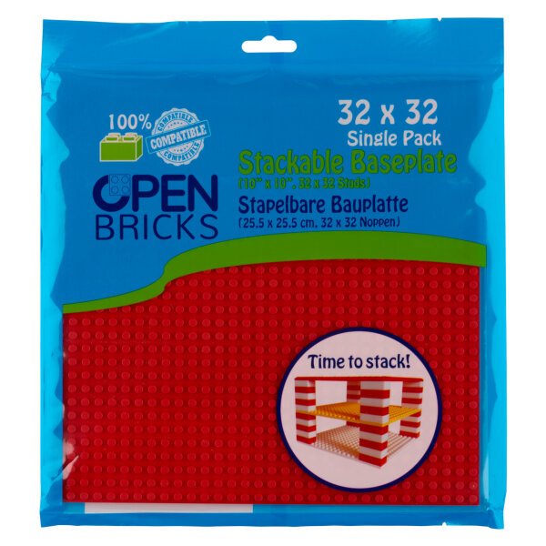 Open Bricks Bauplatte 32x32 rot Single-Paket